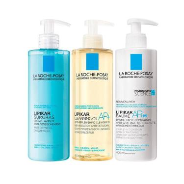 Imagem de Kit Corporal La Roche-Posay Lipikar - Sabonete Líquido Corporal e Óleo de Limpeza e Creme Hidratante 400ml