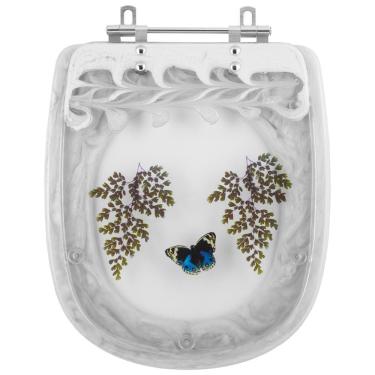 Imagem de Assento Sanitário Tampa de Vaso Sabatini Branco Decorado com Borboleta