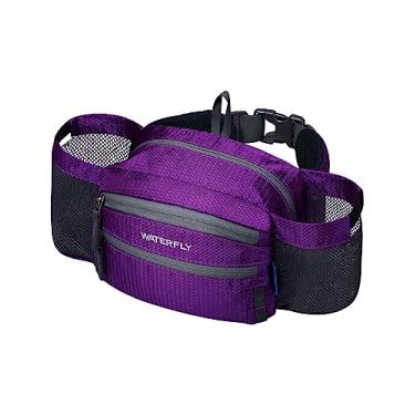 Imagem de WATERFLY Pochete de cintura: pochete para mulheres e homens com dois suportes de garrafa de água, pochete para corrida, caminhada, cachorro, viagem, ciclismo