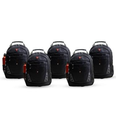 Imagem de Kit 5 Mochila com Alça de Aço Forte Grande Interlagos Swiss Move