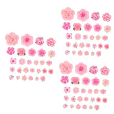 Imagem de Housoutil 28 Unidades conjunto de flores de argila polimérica Enfeites de concha de celular Decoração de celular volume decorar amuleto decorações 3d Argila de polímero rosa