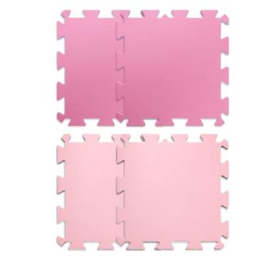 Imagem de Kit 4 Tatame Infantil Grosso EVA Menina Rosa Grande 50x50 Tapete Educativo Bebe Emborrachado Antiderrapante