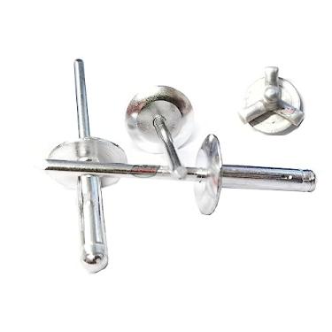 Imagem de Mill Exploding Pop Rivets 3/40.6 cm Mandril de aço de cabeça de alumínio médio dobra 3/40.6 cm .040 - Fixador de alcance de aderência .354