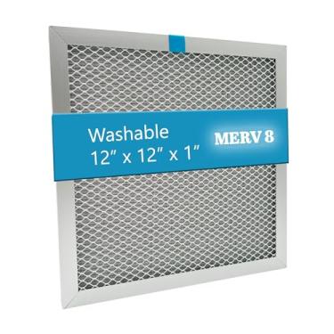 Imagem de Filtro de ar de forno eletrostático lavável, MERV 8, (30,5 cm x 30,5 cm x 2,5 cm) Filtro reutilizável de alumínio para forno, AC central e sistema HVAC