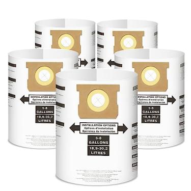 Imagem de Pacote com 5 sacos de filtro de substituição 90661, compatíveis com sacos de aspirador de pó de loja 14 a 22 litros, serve para tipo E 90661 9066100 e tipo H 90671 9067100, branco