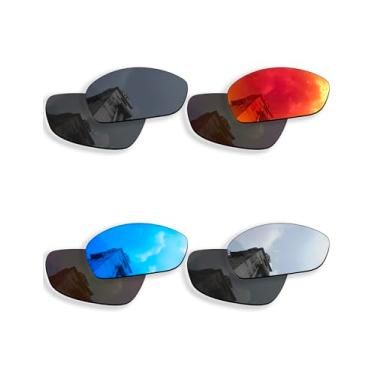 Imagem de Betterun 4 pares de lentes polarizadas antiarranhões para óculos de sol Oakley Juliet, preto retrô + prata + azul + fogo