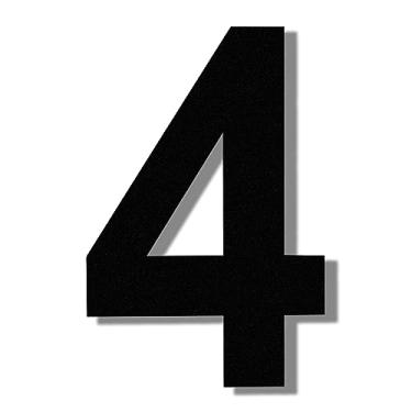 Imagem de COBATA Números de casa modernos - números de endereço residencial de aço inoxidável de 25,4 cm de altura/aparência flutuante/fácil de instalar/preto/número 4