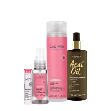 Imagem de Kit Cadiveu Professional Essentials Glamour Shampoo Sérum Ampola Capilar e Açaí Oil 110 (4 produtos)