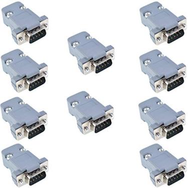 Imagem de Oiyagai Conjunto de conectores macho DB9, tipo solda, adaptador D-Sub de plástico com 9 pinos com capô para porta serial