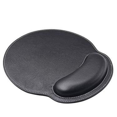 Imagem de Mouse pad ergonômico com suporte de pulso, mouse pad de couro PU para laptops Mac, base de borracha antiderrapante, espuma viscoelástica descanso de pulso para homens e mulheres, casa, trabalho,