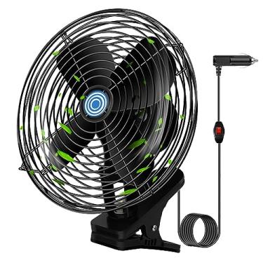 Imagem de Ventilador de carro portátil ultra-silencioso, ventilador de isqueiro de 20 cm, ventilador de carrinho de golfe de 12 V, ventilador de assento de carro, ventilador de resfriamento de carro com plugue