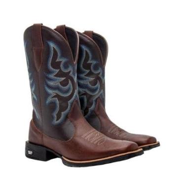Imagem de Bota Western Masculina Bico Quadrado em Couro Texas Gold Tribal-Masculino