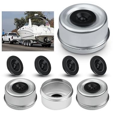 Imagem de Klmnduo 4 peças 6.2 cm eixo do eixo da roda tampa poeira rolamento reboque tampa contra poeira com 8 plugues de borracha - tampas centrais de roda tampas de graxa para trailers, serve para a maioria