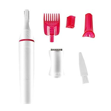 Imagem de Removedor elétrico de pêlos de sobrancelha, aparador de orelhas de nariz, aparador de pêlos 4 em 1 para mulheres e homens, bateria de fuzz de pêssego para sobrancelhas não incluída