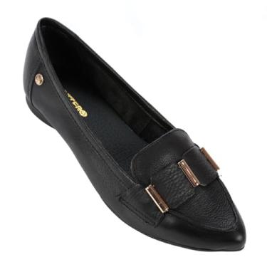 Imagem de Bottero, Sapatilha Fem Bottero Bico Fino Couro Preto/Ouro 360401-12 Tamanho:35;Cor:Preto