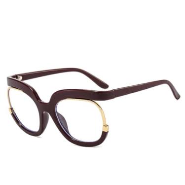 Imagem de Óculos femininos retrô redondos leves, vintage, armação grande, transparente, 7, tamanho único