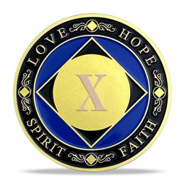 Imagem de Presentes de moeda de sobriedade de 10 anos | Moeda AA de diamante serenidade - Medalhão de chip NA HA AA com oração de serenidade | Presentes de narcóticos, alcoólicos anônimos para o mês de