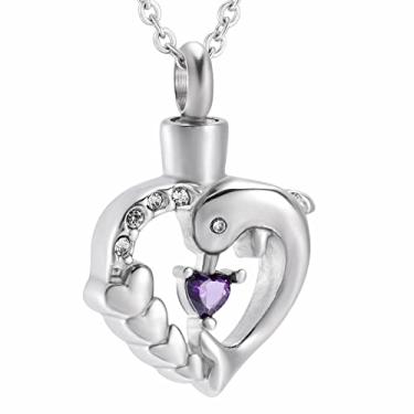 Imagem de Colar de cristal de aço inoxidável com pingente de urna de lembrança, coração de golfinho, joia urna funerária, Size : 20mm-30mm, Aço inoxidável, aço inoxidável