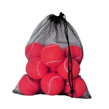 Imagem de Vaveren 12 peças bolas de tênis bolas de jogo de cachorro de estimação bolas de prática elástica bolas de treinamento para jogos esportes tênis entusiastas, VERMELHO