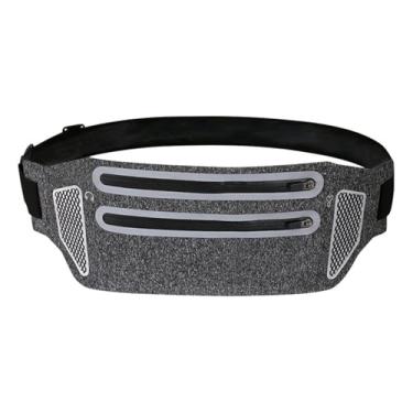 Imagem de WOULDWIN Pochete Fitness Corrida,Bolsa Pochete Zíper,Duplo Pochete Corrida Porta Celular Academia Corrida Cinta-Cinzento