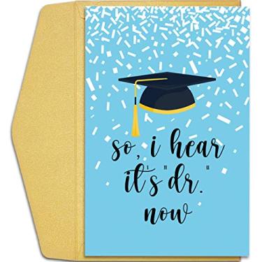 Imagem de Qiliji Cartão de felicitações engraçado para estudante de doutorado, cartão de felicitações para pós-graduação em PHD, cartão de formatura de doutorado, I Hear It's "DR" Now
