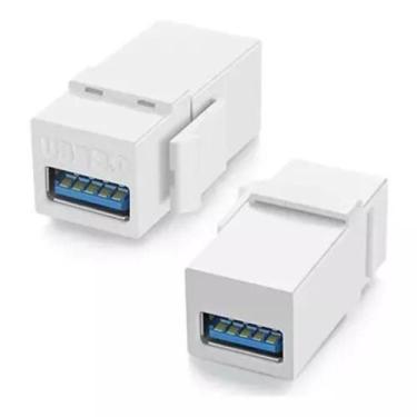 Imagem de Kit 50 Conectores Keystone USB 3.0 Embutir Branco - Tblackrox