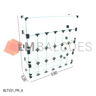 Imagem de Baleiro Expositor Preto de Vidro Display 0,60 x 0,60 x 0,20m - LM Balc