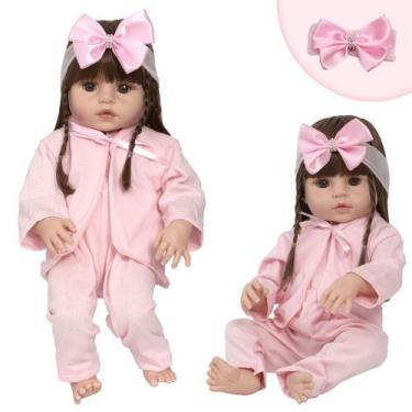 Imagem de Bebe Reborn Princesa Laura Cabelo Grande Roupinha Pagão Rosa - Cegonha