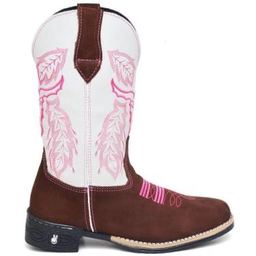 Imagem de Bota Feminina Texana Cano Alto Bordada Bico Quadrado - Polo Blu, Marro