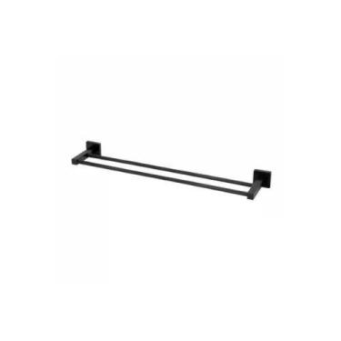 Imagem de Porta Toalha Barra Duplo Banho Quadra 60cm Preto Fosco - Perflex