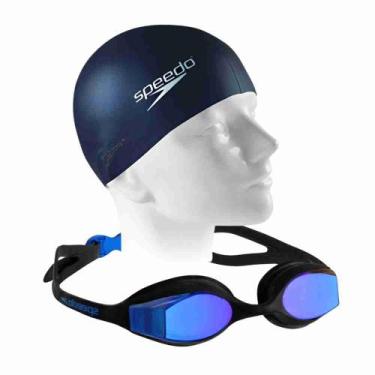 Imagem de Óculos de Natação Speedo Focus Duo Vision Lens + Touca de Natação, Azu