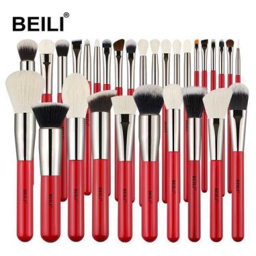 Imagem de Kit Pincéis de maquiagem BEILI Profissional Cabelo Natural 30 PÇS - El