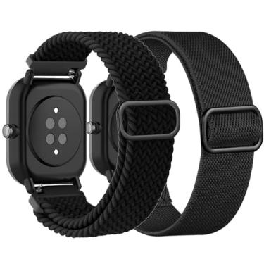Imagem de TUCOMO Pulseiras de relógio de nylon elástico trançado compatíveis com Amazfit Active2/GTS/GTS 2/GTS 2 mini/GTS 2e/GTS 3/GTS 4/GTS 4 mini, pulseiras elásticas de tecido para Amazfit Bip U Pro/Bip 3
