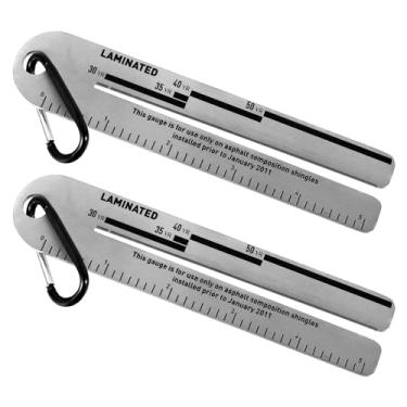 Imagem de KTZCTPCA 2 peças de medidor de telha de aço inoxidável, ferramentas de telhado de medidor de passo, régua de inspeção de soldagem, medidor de passo de telhado, réguas de engenharia para medir e