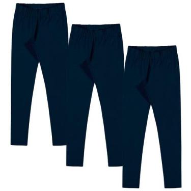 Imagem de Kit 3 Legging Infantil Menina SEM Flanela com Elástico no Cós Básica M