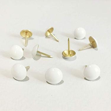 Imagem de 500 peças muito: D11 mm x C 17 mm Tachinhas de estofamento de sofá pintadas de branco móveis de madeira tachas decorativas Hobnail unhas de polegar para casa DIY pregos de estofamento (pintado de