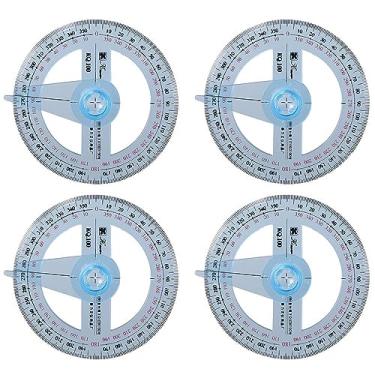 Imagem de Urjumpea Transferidor de 360 graus, pacote com 4, transferidor de ângulo de braço oscilante durável, régua de plástico multifuncional para escola e escritório