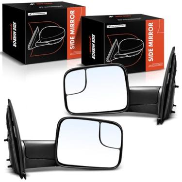 Imagem de A-Premium Par (2) Espelho retrovisor manual do lado do motorista e do passageiro - compatível com Dodge Ram 1500 2002-2009, Ram 2500/3500 2005-2009 - Espelho retrovisor externo preto dobrável manual