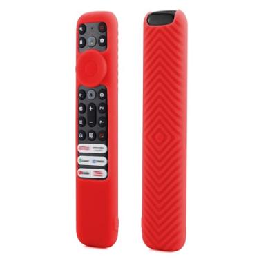 Imagem de JCMOYUTY RC923 Capa para controle remoto TCL RC902V RC902V1 FMR1 / RC833 GUB1 (2023) TCL LED Smart TV controle remoto silicone vermelho manga