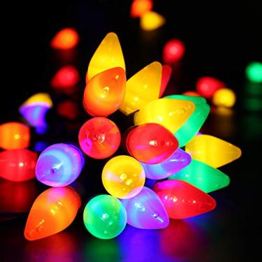 Imagem de HAYATA Lâmpadas C7 Luzes de Natal -50 Led 24Ft Strawberry String Light - Iluminação de Fada para Exterior, Interior, Jardim, Quintal, Festa, Casa, Guirlanda, Guirlanda, Decorações de Árvore de Natal