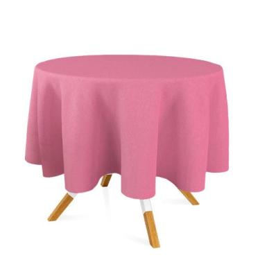 Imagem de Toalha de Mesa Redonda em Tecido Jacquard Rosa Bebê Liso Tradicional -