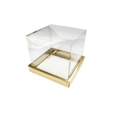 Imagem de Caixa para Panetone 100g 10cm x 10 Ouro 10 unidades Assk  Confeitaria