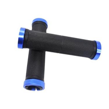 Imagem de Manopla Bicicleta MTB SR-70 C/ 02 Trava Alum Preto C/ Azul - KTR