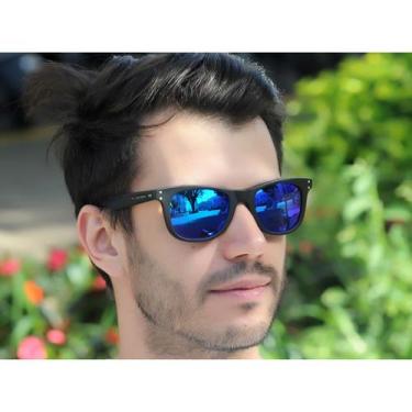 Imagem de Óculos De Sol Masculino Jackdaw 19 Fosco Espelhado Azul