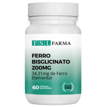Imagem de Ferro Bisglicinato 200mg (34,41mg Fe elementar) 60 Cáps - FSL FARMA
