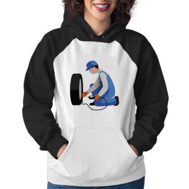 Imagem de Moletom Feminino Borracharia - Foca na Moda, Branco, Preto, G