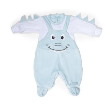 Imagem de Macacão Longo Plush Luxo Bebê Menino Finta Jardineira 7997 - LESSA KID