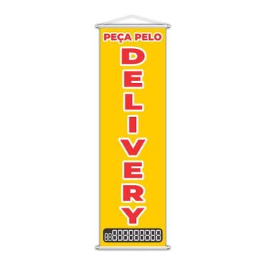 Imagem de Banner Peça Pelo Delivery Telefone Contato Motoboy 100x30cm - PlimShop