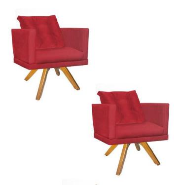 Imagem de Kit 02 Poltrona Milena Confort Base Giratória Caramelo Com Almofada Sa