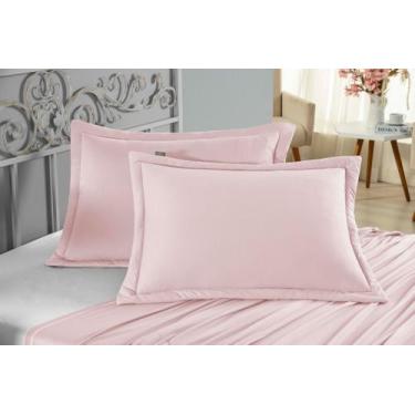Imagem de kit 2 Porta Travesseiros Liso Malha 100% Algodão Resistente Rosa - DAV